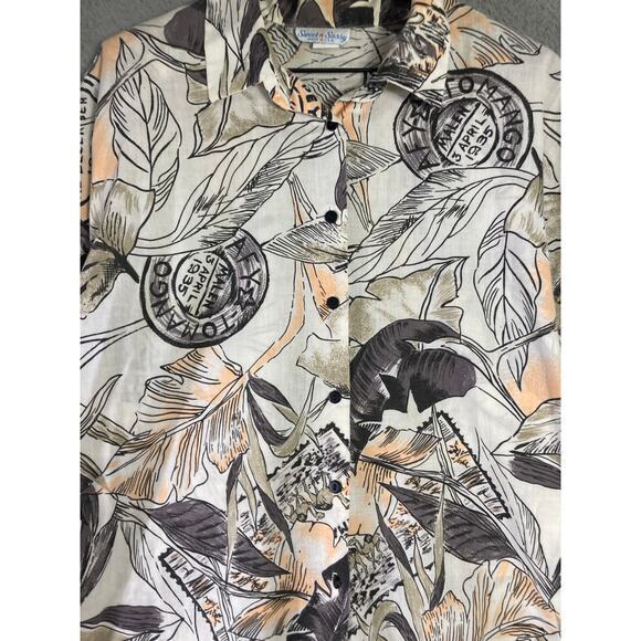 Sweet‎ n Sassy Womens XL Floral Hawaiian Shirt Multicolor Short 3/4 Sleeve - Picture 5 of 9